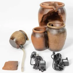 H50cm Earthenware 3-Tier Honey Pot Water Feature & Planter with Lights by Ambienté -Polyresin Water Features Sales Shop WF7127 add image 8 35b5