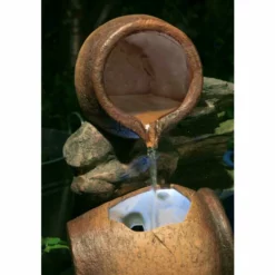 H68cm Cottage Honey Pots & Barrel Water Feature with Lights by Ambienté -Polyresin Water Features Sales Shop WF7131 add image 3 a290