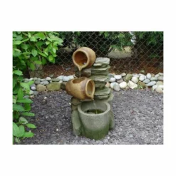 H68cm Cottage Honey Pots & Barrel Water Feature with Lights by Ambienté -Polyresin Water Features Sales Shop WF7131 add image 5 12ad