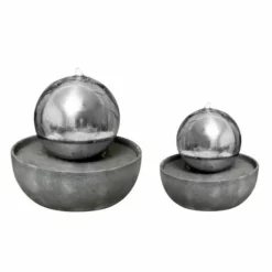 H76cm Eclipse Sphere Stainless Steel Water Feature with Lights by Ambienté -Polyresin Water Features Sales Shop WF7533 add image 8 3cfe