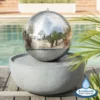 H76cm Eclipse Sphere Stainless Steel Water Feature with Lights by Ambienté