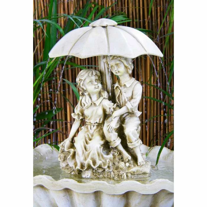H93cm Rainy Days Ivory Effect Bird Bath Fountain with Lights 3 H93cm Rainy Days Ivory Effect Bird Bath Fountain with Lights - Image 3