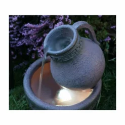 H40cm Jug and Bowl Solar Water Feature with Lights by Solaray 14 H40cm Jug and Bowl Solar Water Feature with Lights by Solaray -Polyresin Water Features Sales Shop WF8007 add image 5 f83a