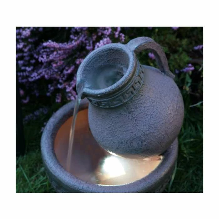 H40cm Jug and Bowl Solar Water Feature with Lights by Solaray 7 H40cm Jug and Bowl Solar Water Feature with Lights by Solaray - Image 7