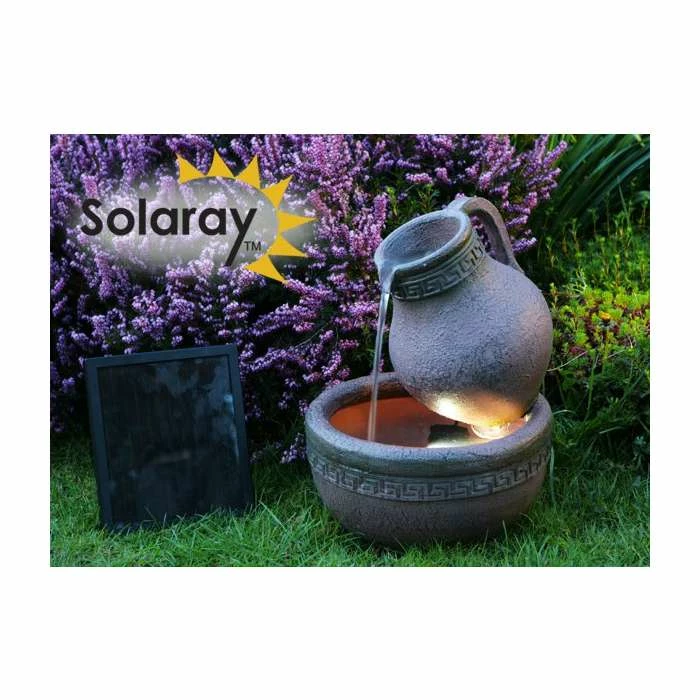 H40cm Jug and Bowl Solar Water Feature with Lights by Solaray 1 H40cm Jug and Bowl Solar Water Feature with Lights by Solaray