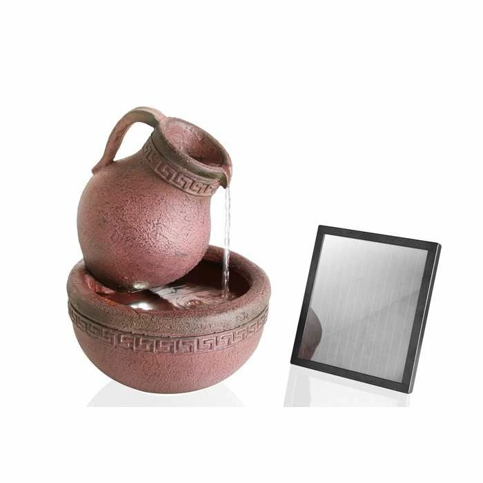 H40cm Jug and Bowl Solar Water Feature with Lights by Solaray 2 H40cm Jug and Bowl Solar Water Feature with Lights by Solaray - Image 2