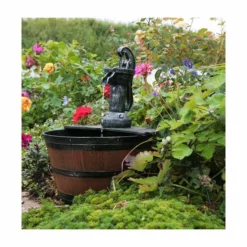 H54cm Tap and Half Barrel Solar Water Feature by Solaray -Polyresin Water Features Sales Shop WF8438A add image 4 7f4b