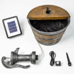 H54cm Tap and Half Barrel Solar Water Feature by Solaray -Polyresin Water Features Sales Shop WF8438A add image 5 dc2d