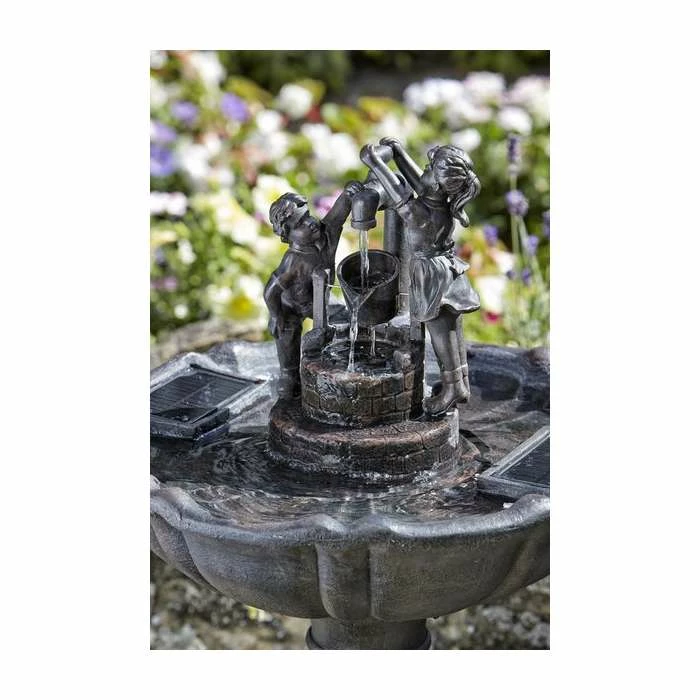 H84cm Tipping Pail Solar Bird Bath Water Feature 3 H84cm Tipping Pail Solar Bird Bath Water Feature - Image 3