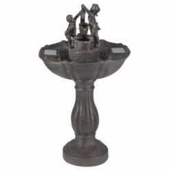 H84cm Tipping Pail Solar Bird Bath Water Feature