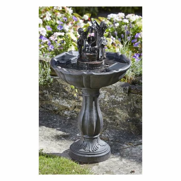 H84cm Tipping Pail Solar Bird Bath Water Feature 2 H84cm Tipping Pail Solar Bird Bath Water Feature - Image 2
