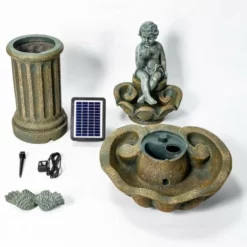 H107cm Minel Solar Bird Bath Water Feature by Solaray -Polyresin Water Features Sales Shop WF9301 add image 8 92ff