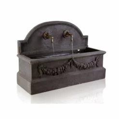 H100cm Sao Jorge Concrete Trough Water Feature with Classical Spouts by Ambienté