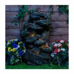 H55cm Dakota Falls Rock Effect Cascading Water Feature with Lights by Ambienté -Polyresin Water Features Sales Shop WF9604 add image 2 3c3b