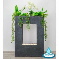 H77cm Milano Rain Water Feature Planter with Lights by Ambienté