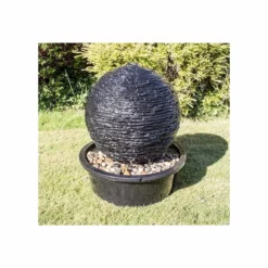 H50cm Torver Slate Effect Sphere Water Feature with Lights by Ambienté -Polyresin Water Features Sales Shop WF9641 add image 3 d9bd