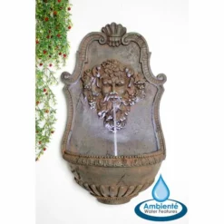 H83cm Zeus Wall Water Feature with Lights by Ambienté -Polyresin Water Features Sales Shop WF9645 add image 3 e62b