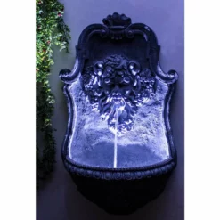 H83cm Zeus Lead Finish Wall Fountain by Ambienté -Polyresin Water Features Sales Shop WF9646 add image 1 b8c1