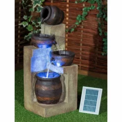 H76cm Juno 4-Tier Cascading Bowls Water Feature with Lights by Solaray -Polyresin Water Features Sales Shop WF9748 add image 3 3776