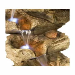 H51cm Nebraska Falls 4-Tier Log Cascade Water Feature with Lights by Ambienté -Polyresin Water Features Sales Shop WF9798 add image 4 cdac
