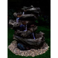 H51cm Nebraska Falls 4-Tier Log Cascade Water Feature with Lights by Ambienté -Polyresin Water Features Sales Shop WF9798 add image 6 fd72