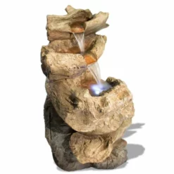 H51cm Nebraska Falls 4-Tier Log Cascade Water Feature with Lights by Ambienté -Polyresin Water Features Sales Shop WF9798 add image 8 4936