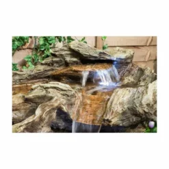 H77cm Montana Falls Log & Rock Cascading Water Feature with Lights - by Ambienté -Polyresin Water Features Sales Shop WF9885 add image 1 d488