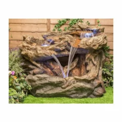 H77cm Montana Falls Log & Rock Cascading Water Feature with Lights - by Ambienté -Polyresin Water Features Sales Shop WF9885 add image 4 df6a