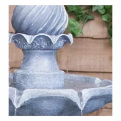 H92cm Grey Imperial Tiered Solar Water Fountain with Lights by Solaray -Polyresin Water Features Sales Shop WF9886 add image 1 4985