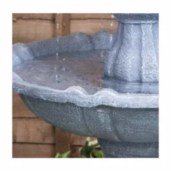 H92cm Grey Imperial Tiered Solar Water Fountain with Lights by Solaray -Polyresin Water Features Sales Shop WF9886 add image 2 4b15