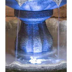 H92cm Grey Imperial Tiered Solar Water Fountain with Lights by Solaray -Polyresin Water Features Sales Shop WF9886 add image 3 9a76