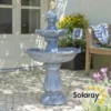 H92cm Grey Imperial Tiered Solar Water Fountain with Lights by Solaray