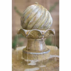 H92cm Cream Imperial Round Tiered Solar Water Fountain with Lights by Solaray -Polyresin Water Features Sales Shop WF9887 add image 4 4164