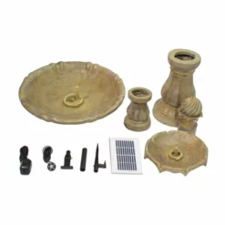 H92cm Cream Imperial Round Tiered Solar Water Fountain with Lights by Solaray -Polyresin Water Features Sales Shop WF9887 add image 6 4677