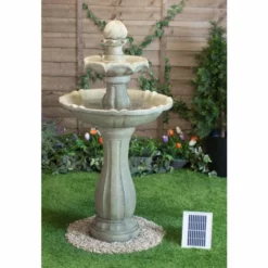 H112cm Antique Imperial Round-Tiered Solar Water Fountain with Lights by Solaray -Polyresin Water Features Sales Shop WF9889 add image 1 72d0