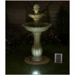 H112cm Antique Imperial Round-Tiered Solar Water Fountain with Lights by Solaray -Polyresin Water Features Sales Shop WF9889 add image 3 8f27