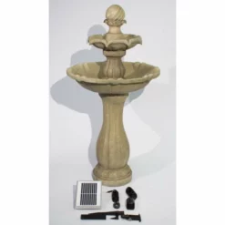 H112cm Antique Imperial Round-Tiered Solar Water Fountain with Lights by Solaray -Polyresin Water Features Sales Shop WF9889 add image 7 0deb