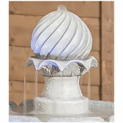 H112cm White Imperial Round Tiered Solar Water Fountain with Lights by Solaray 12 H112cm White Imperial Round Tiered Solar Water Fountain with Lights by Solaray -Polyresin Water Features Sales Shop WF9892 add image 1 65a4