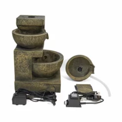 H48cm Kendal 3-Tier Cascading Water Feature with Lights | Indoor/Outdoor Use by Ambienté -Polyresin Water Features Sales Shop WF9897 add image 6 2666