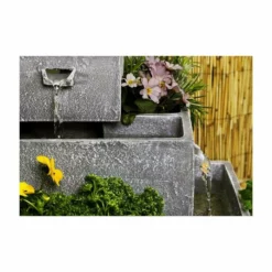 H62.5cm Perth 4-Tier Solar Water Feature & Herb Planter with Lights by Solaray -Polyresin Water Features Sales Shop WF9898 add image 2 26df