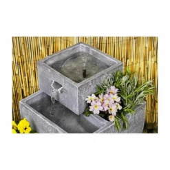 H62.5cm Perth 4-Tier Solar Water Feature & Herb Planter with Lights by Solaray -Polyresin Water Features Sales Shop WF9898 add image 4 2098
