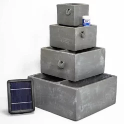 H62.5cm Perth 4-Tier Solar Water Feature & Herb Planter with Lights by Solaray -Polyresin Water Features Sales Shop WF9898 add image 5 ff80